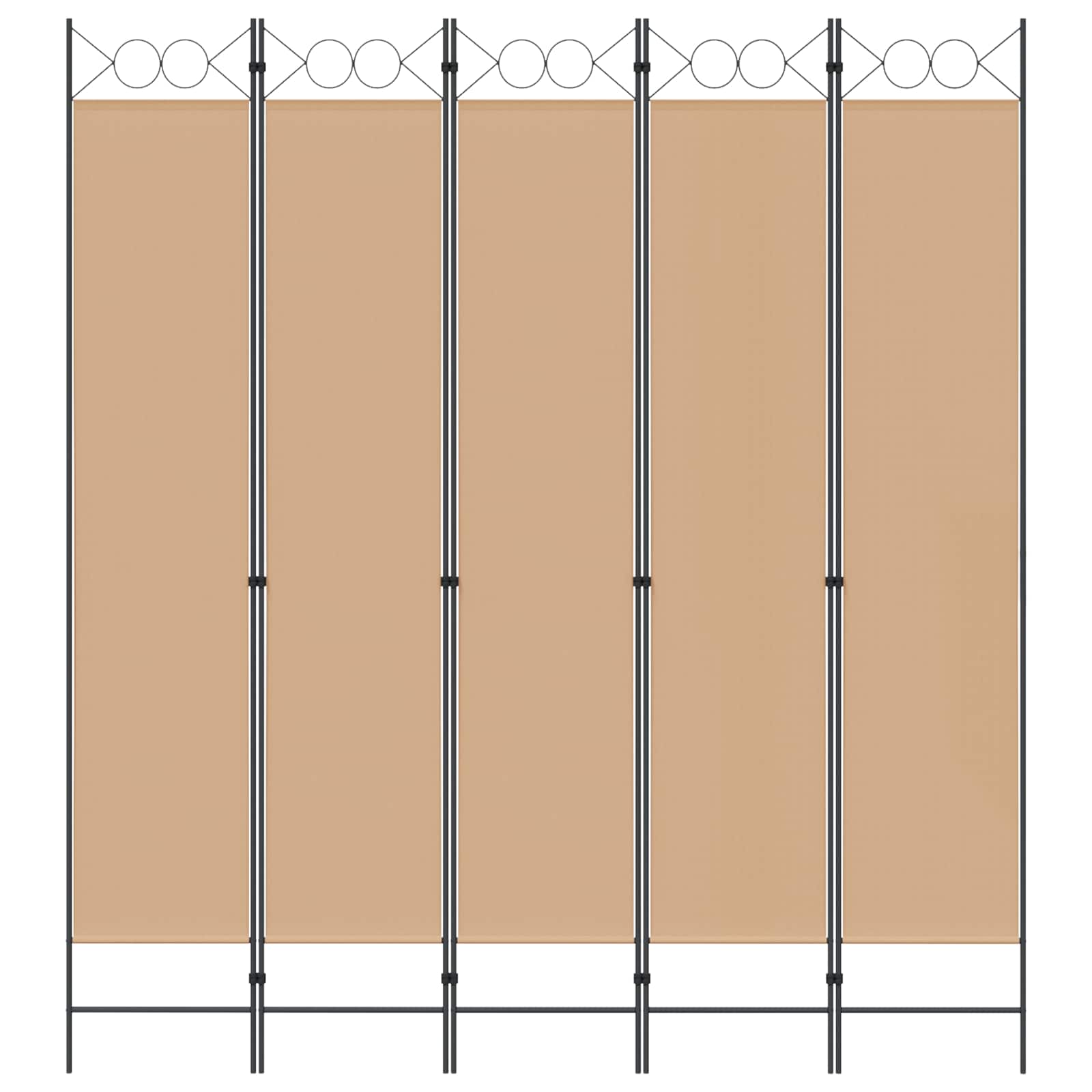 5-Panel Room Divider Beige 200 x 220 cm Stof