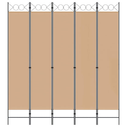 5-Panel Room Divider Beige 200 x 220 cm Stof