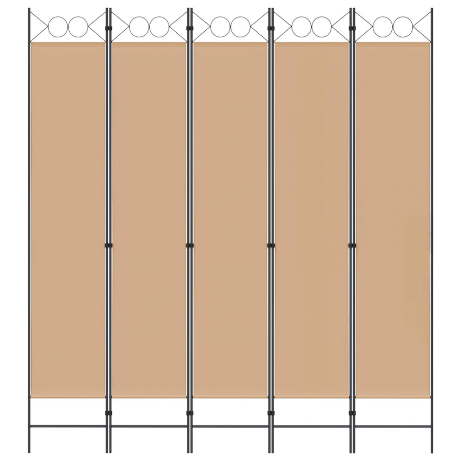 5-Panel Room Divider Beige 200 x 220 cm Stof