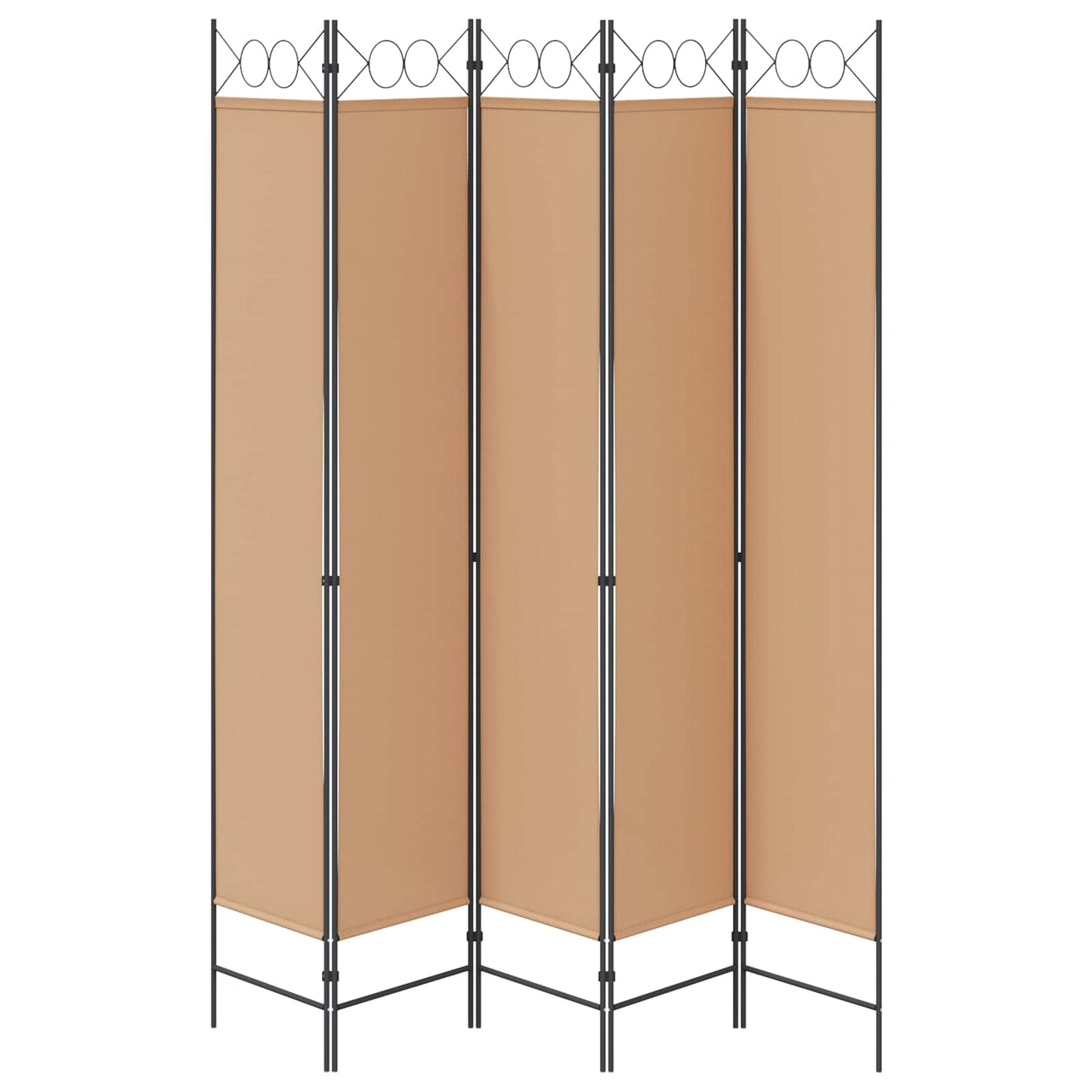 5-Panel Room Divider Beige 200 x 220 cm Stof
