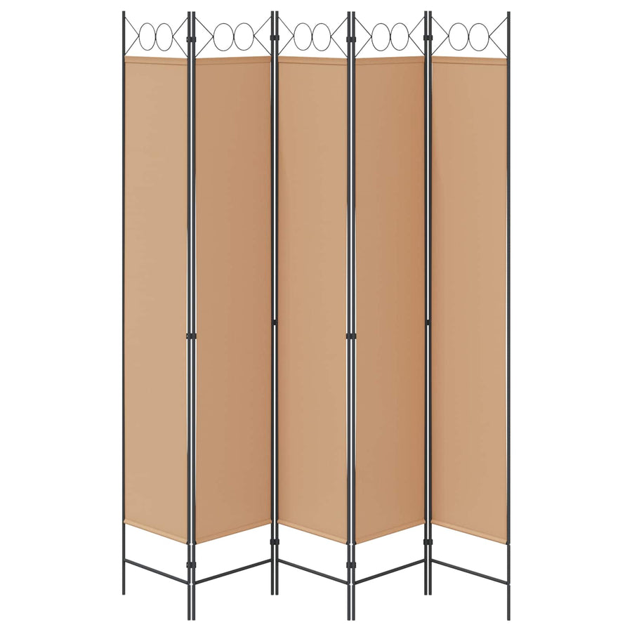 5-Panel Room Divider Beige 200 x 220 cm Stof