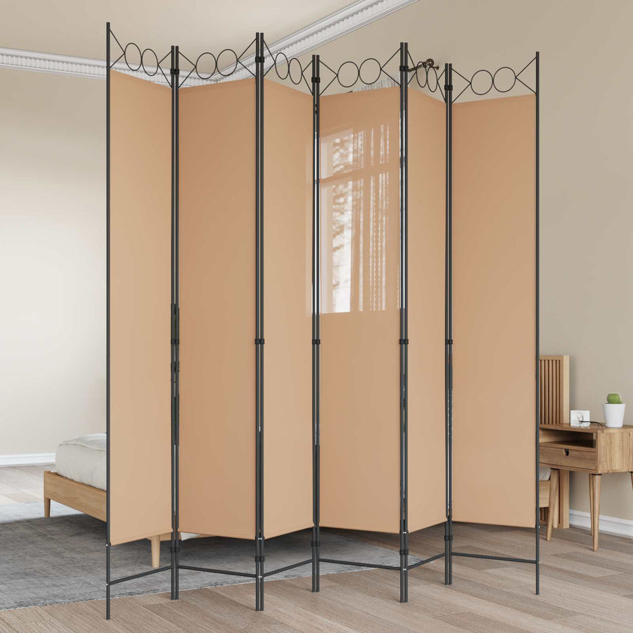 6-Panelen Kamerscherm Beige 240 x 220 cm Stof
