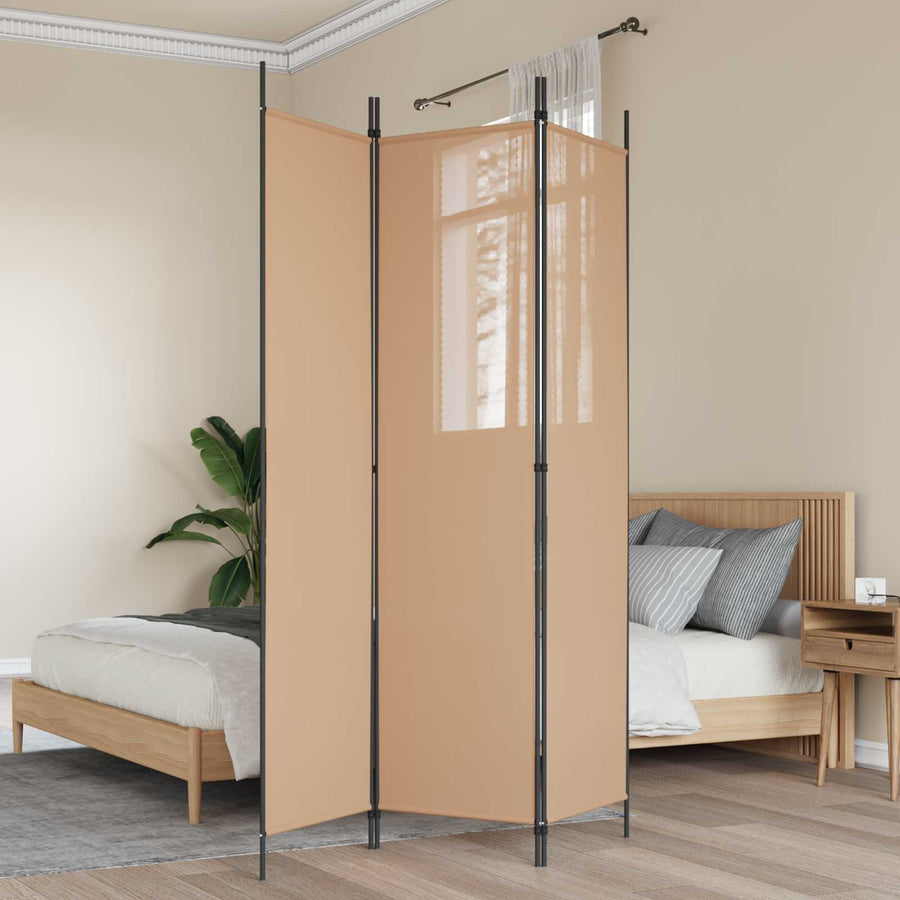 3-Panel Room Divider Beige 150 x 200 cm Stof