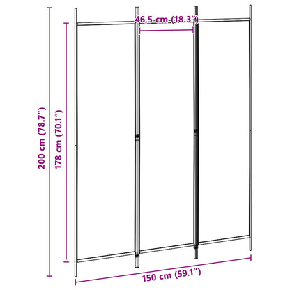 3-Panel Room Divider Beige 150 x 200 cm Stof