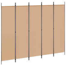 5-Panel Room Divider Beige 250 x 200 cm Stof