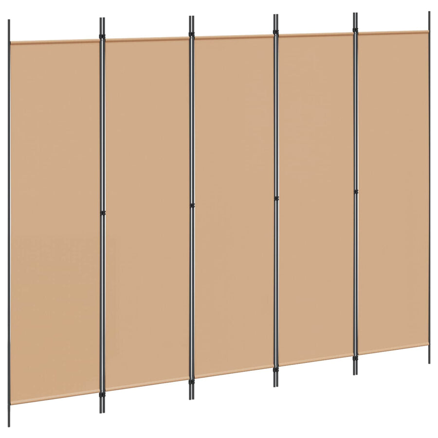 5-Panel Room Divider Beige 250 x 200 cm Stof