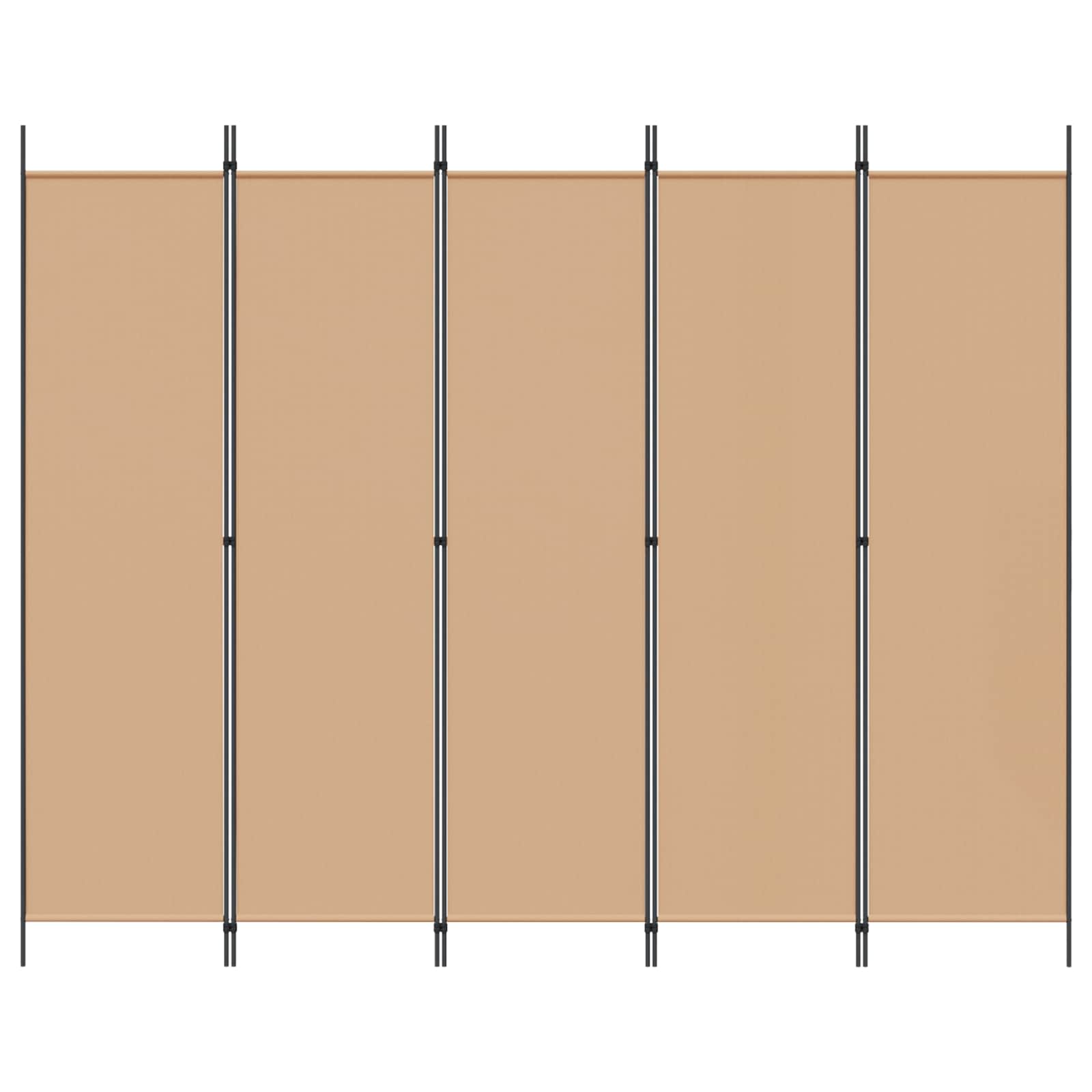 5-Panel Room Divider Beige 250 x 200 cm Stof