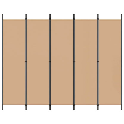 5-Panel Room Divider Beige 250 x 200 cm Stof