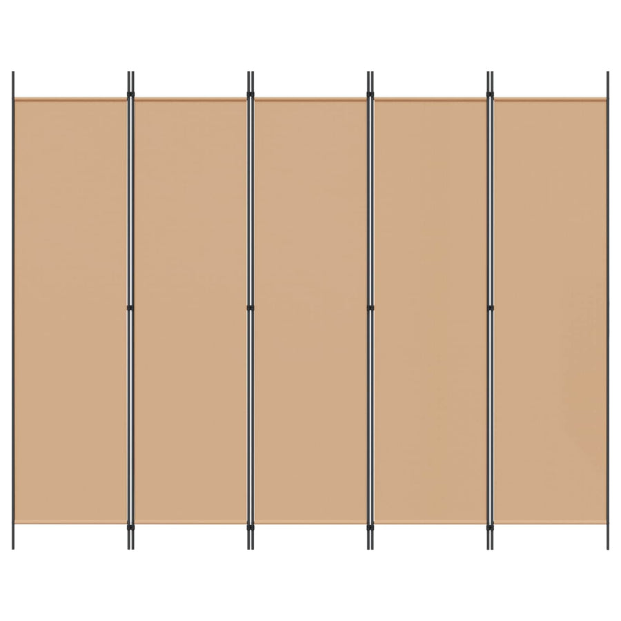 5-Panel Room Divider Beige 250 x 200 cm Stof
