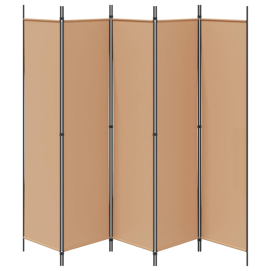 5-Panel Room Divider Beige 250 x 200 cm Stof