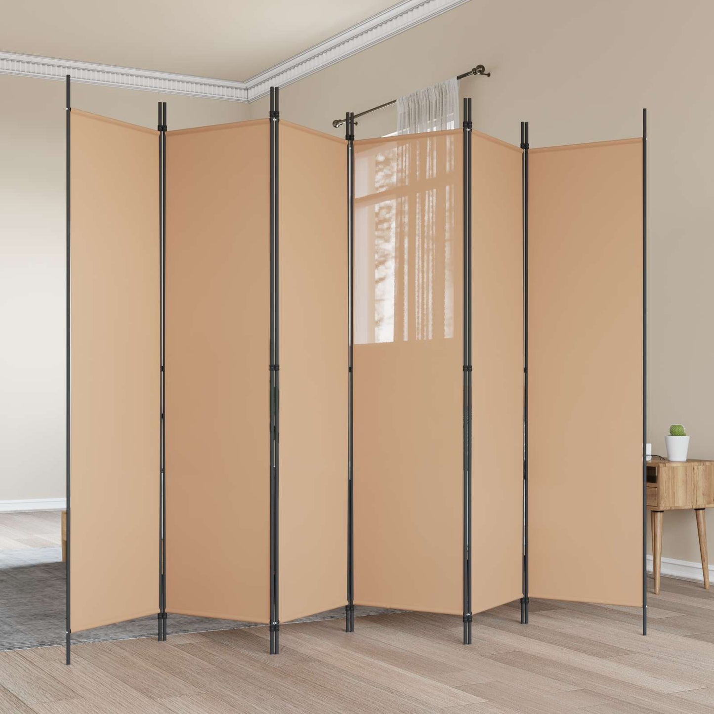 6-Panelen Kamerscherm Beige 300 x 200 cm Stof
