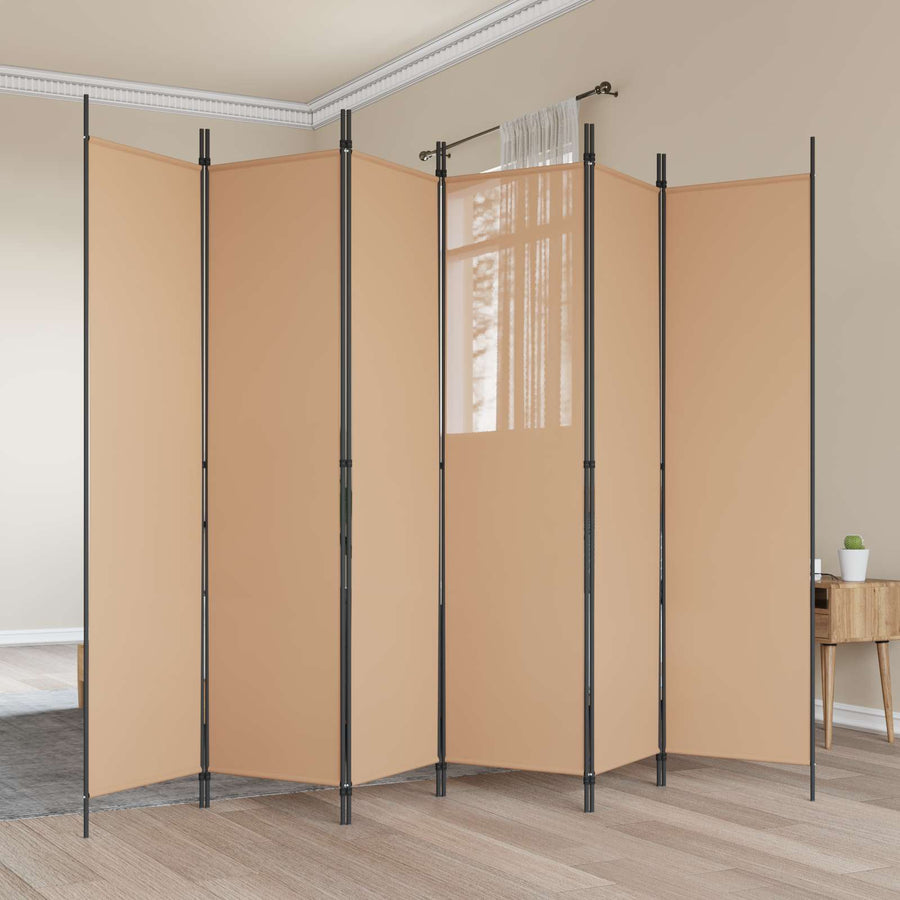 6-Panelen Kamerscherm Beige 300 x 200 cm Stof