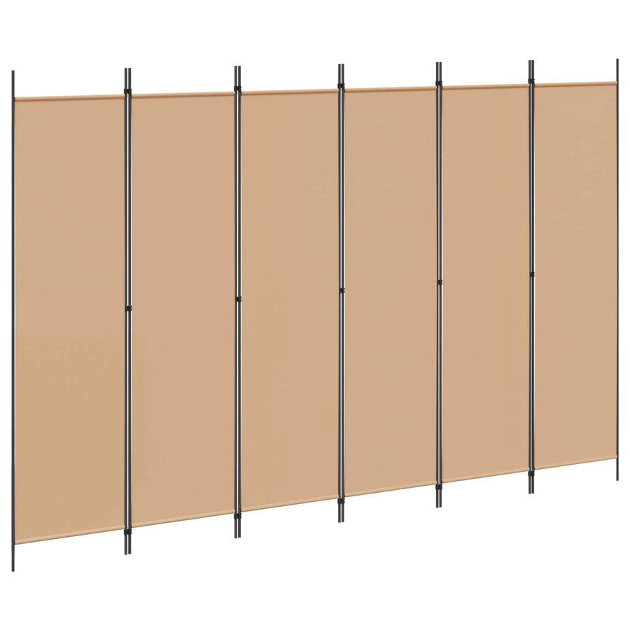 6-Panelen Kamerscherm Beige 300 x 200 cm Stof