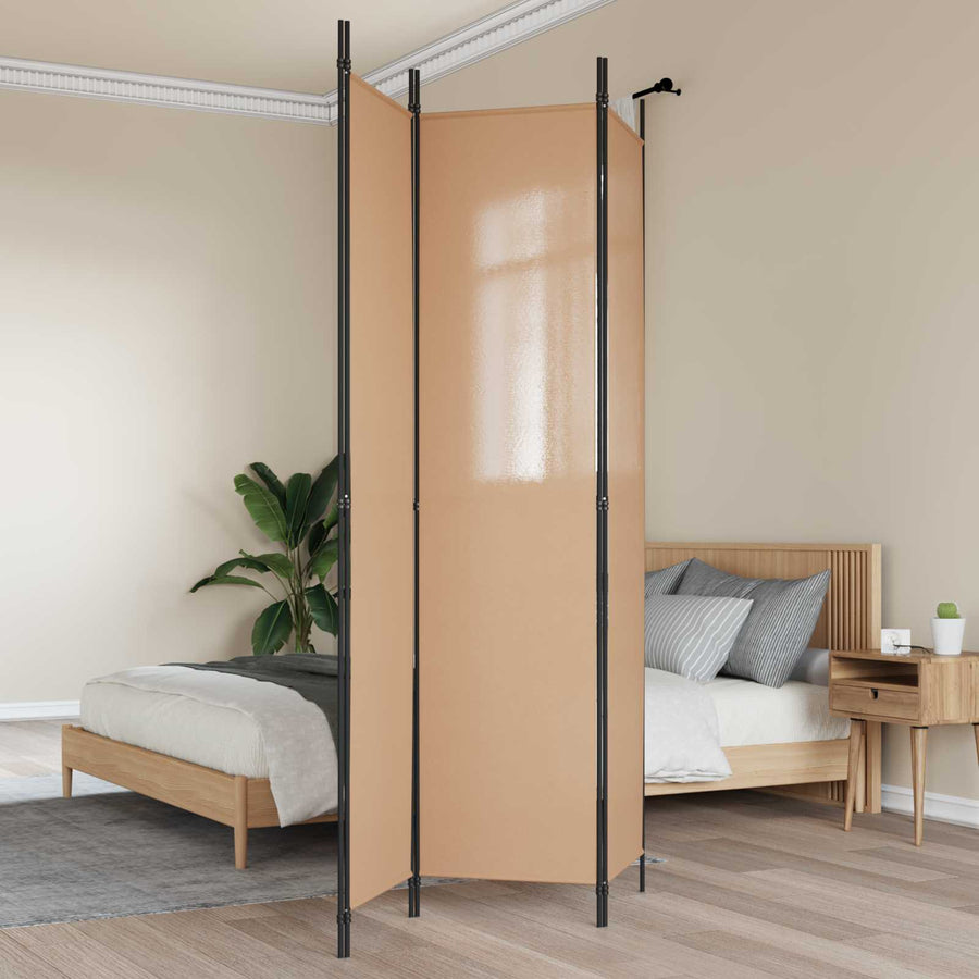 3-Panel Room Divider Beige 150 x 220 cm Stof