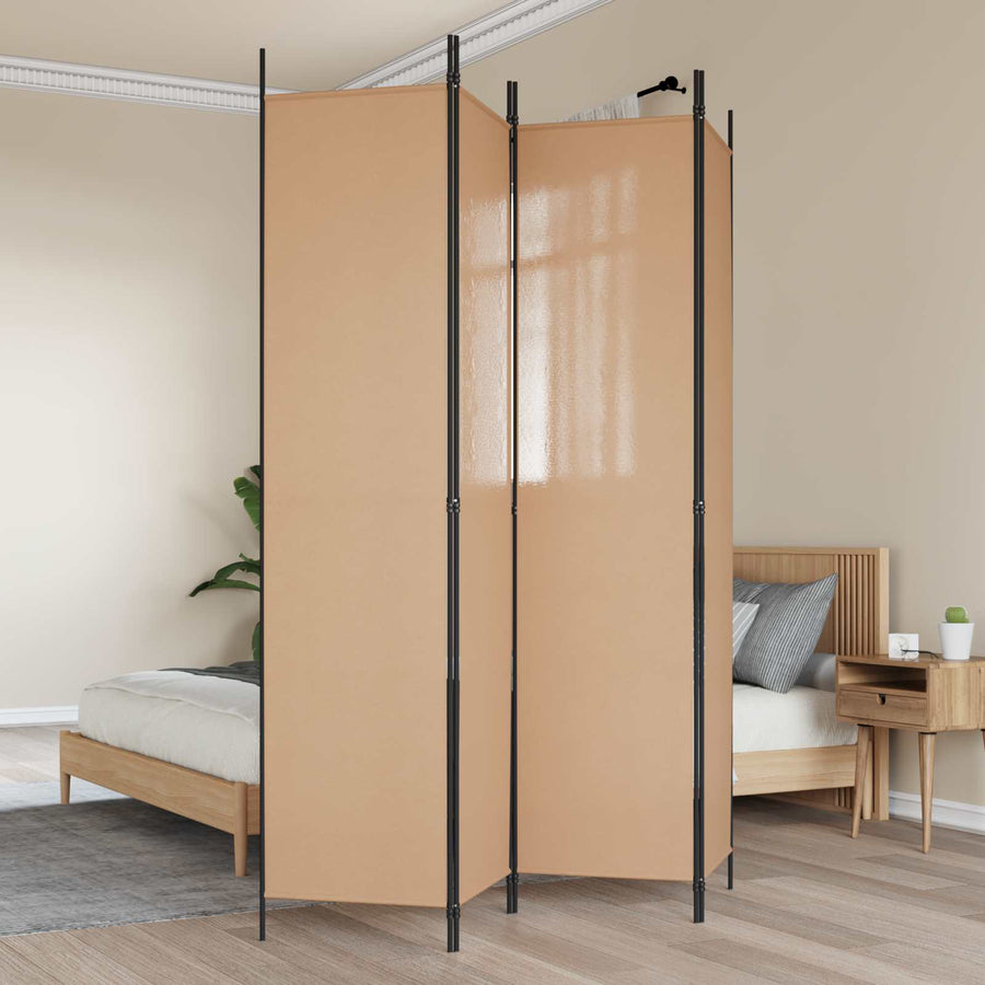 4-panelen roomdivider Beige 200 x 220 cm Stof