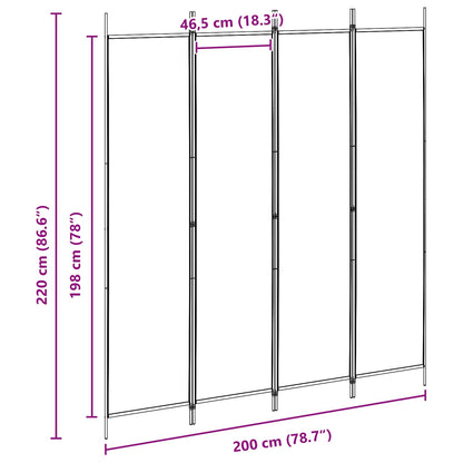 4-panelen roomdivider Beige 200 x 220 cm Stof