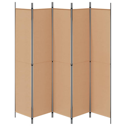 5-Panel Room Divider Beige 250 x 220 cm Stof