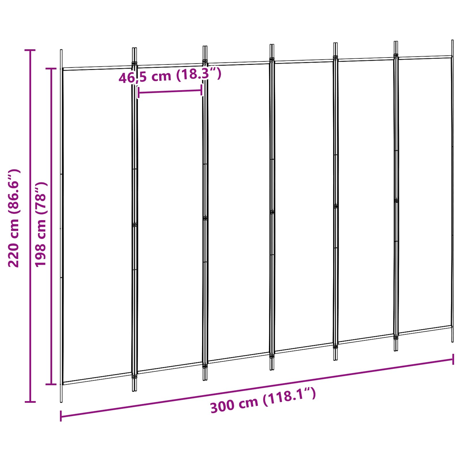 6-Panelen Kamerscherm Beige 300 x 220 cm Stof