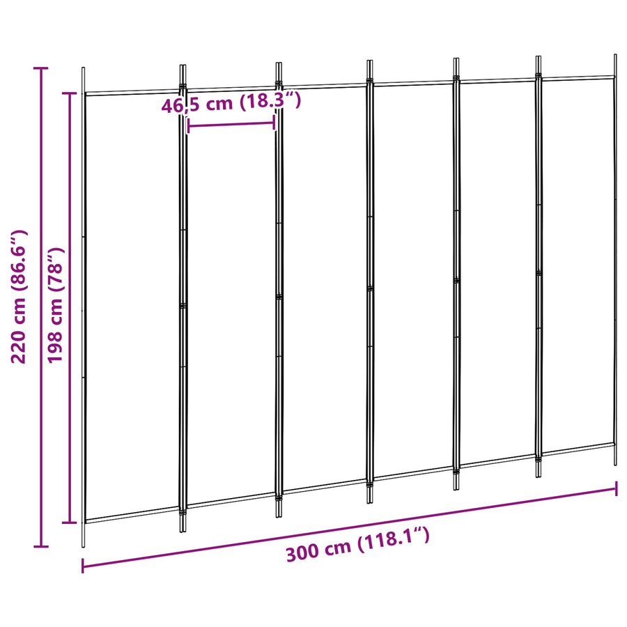 6-Panelen Kamerscherm Beige 300 x 220 cm Stof