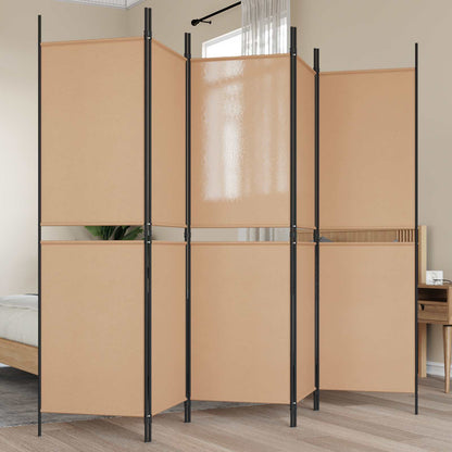 5-Panel Room Divider Beige 250 x 180 cm Stof