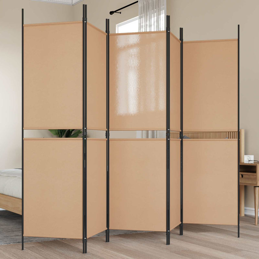 5-Panel Room Divider Beige 250 x 180 cm Stof