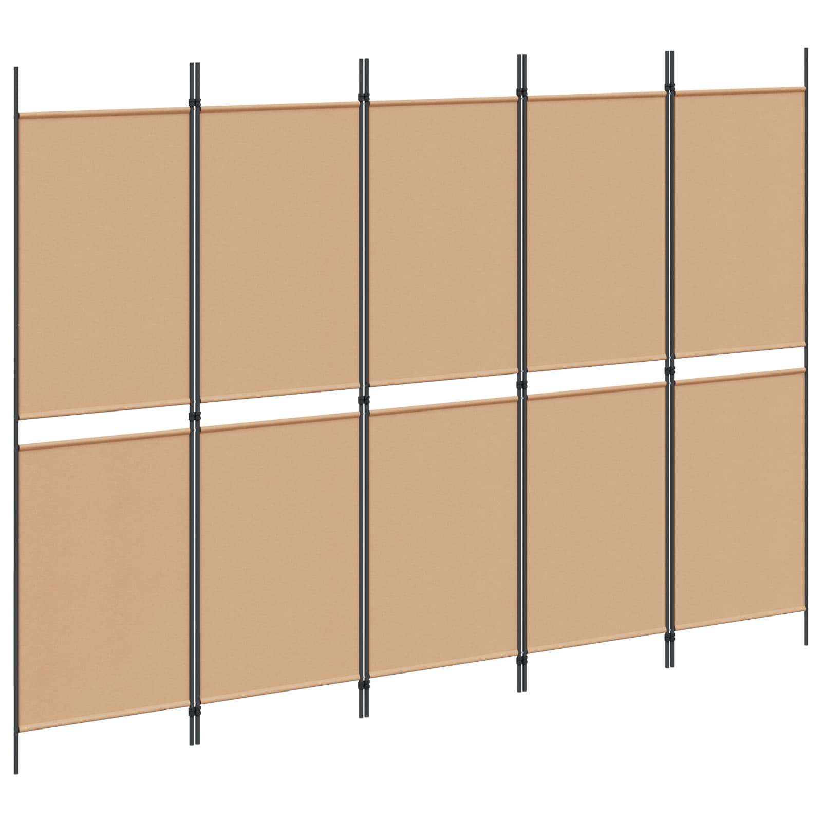 5-Panel Room Divider Beige 250 x 180 cm Stof