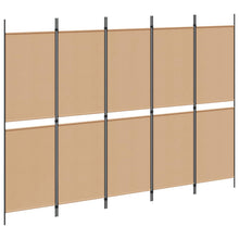 5-Panel Room Divider Beige 250 x 180 cm Stof