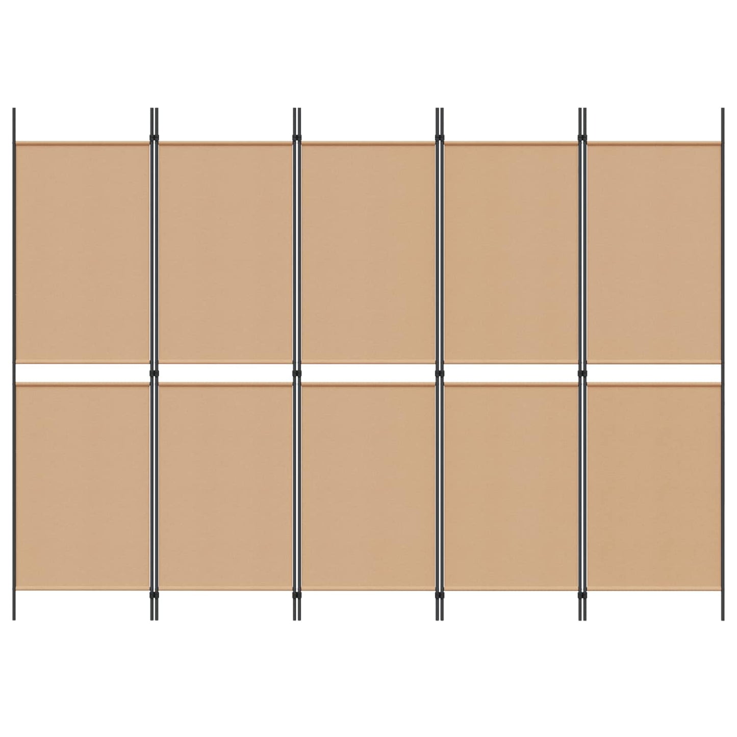 5-Panel Room Divider Beige 250 x 180 cm Stof