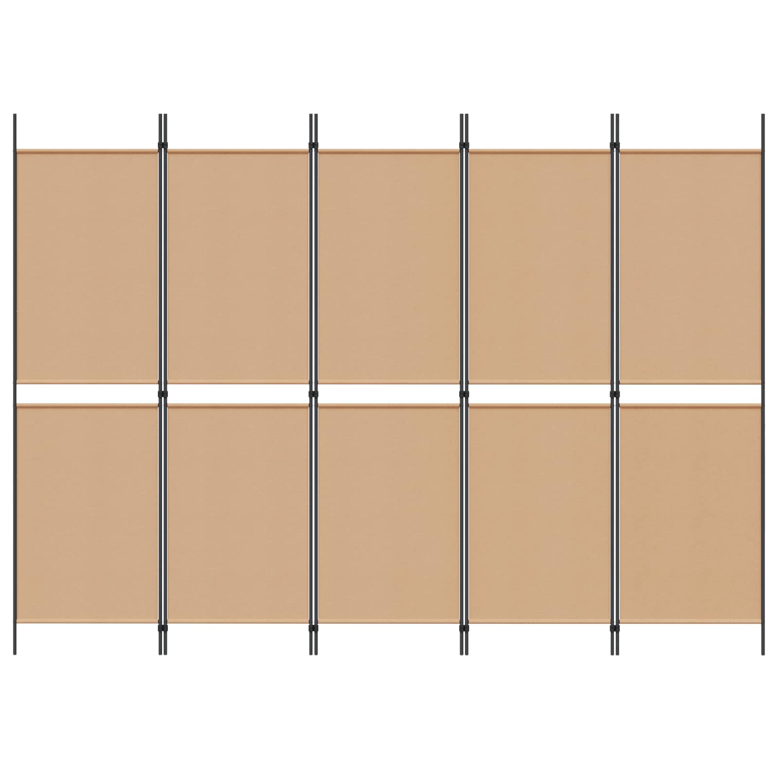 5-Panel Room Divider Beige 250 x 180 cm Stof
