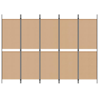 5-Panel Room Divider Beige 250 x 180 cm Stof