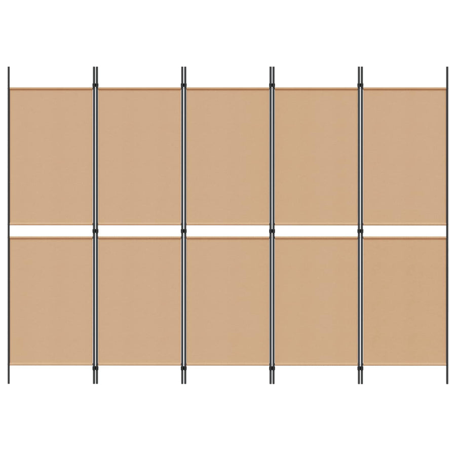 5-Panel Room Divider Beige 250 x 180 cm Stof