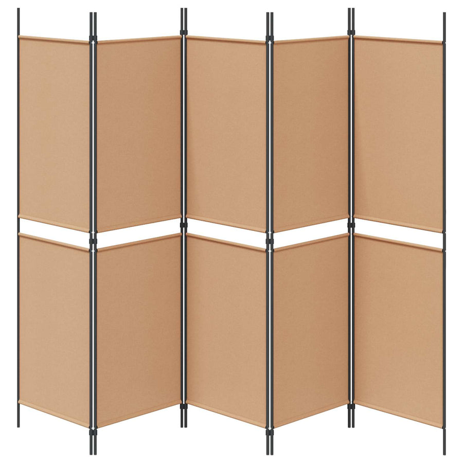 5-Panel Room Divider Beige 250 x 180 cm Stof