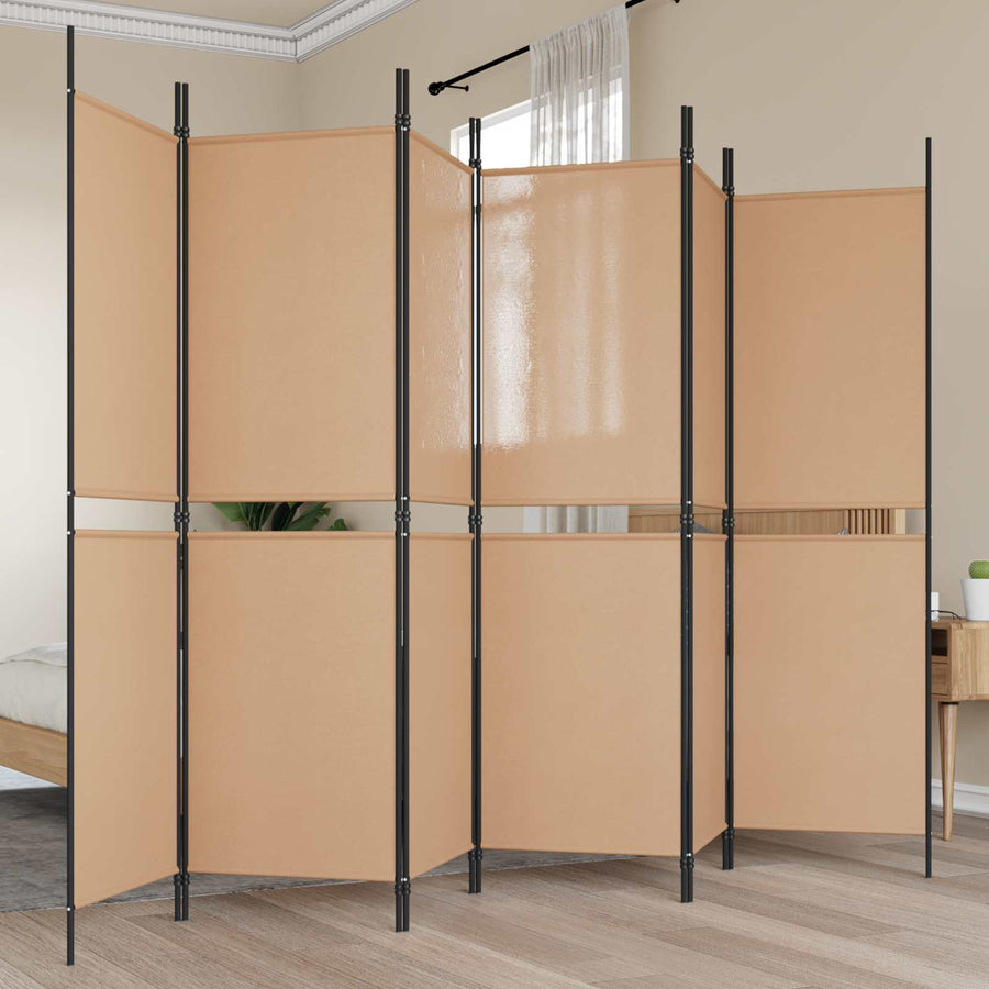6-Panelen Kamerscherm Beige 300 x 180 cm Stof