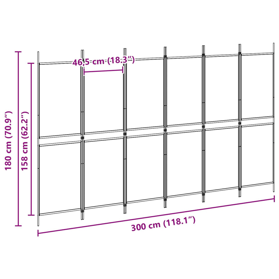 6-Panelen Kamerscherm Beige 300 x 180 cm Stof