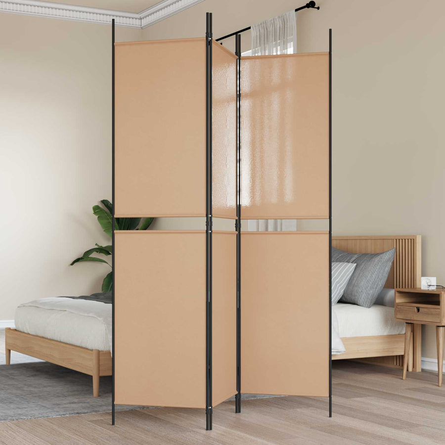 3-Panel Room Divider Beige 150 x 200 cm Stof
