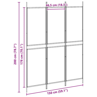 3-Panel Room Divider Beige 150 x 200 cm Stof