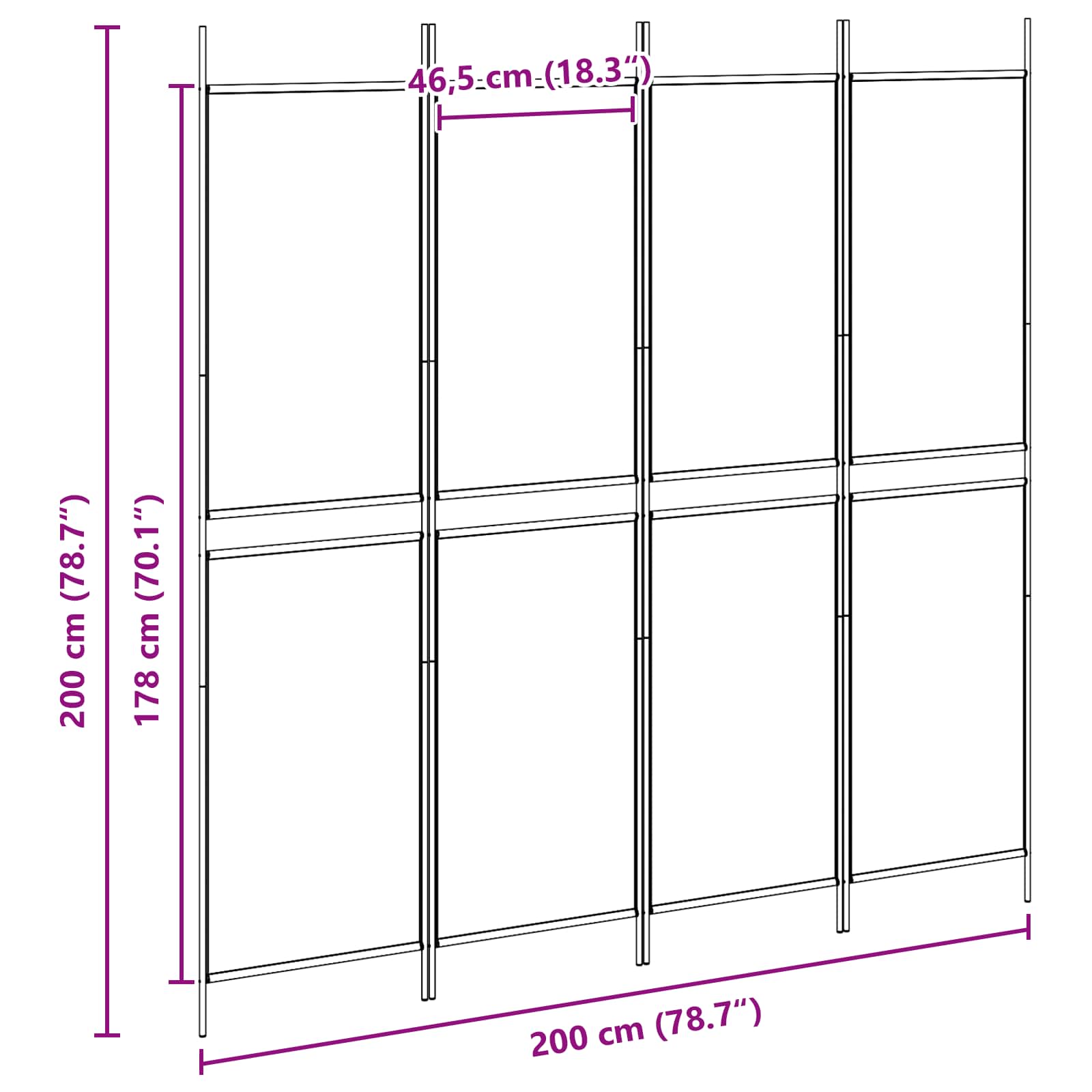 4-panelen kamerscherm Beige 200 x 200 cm Stof