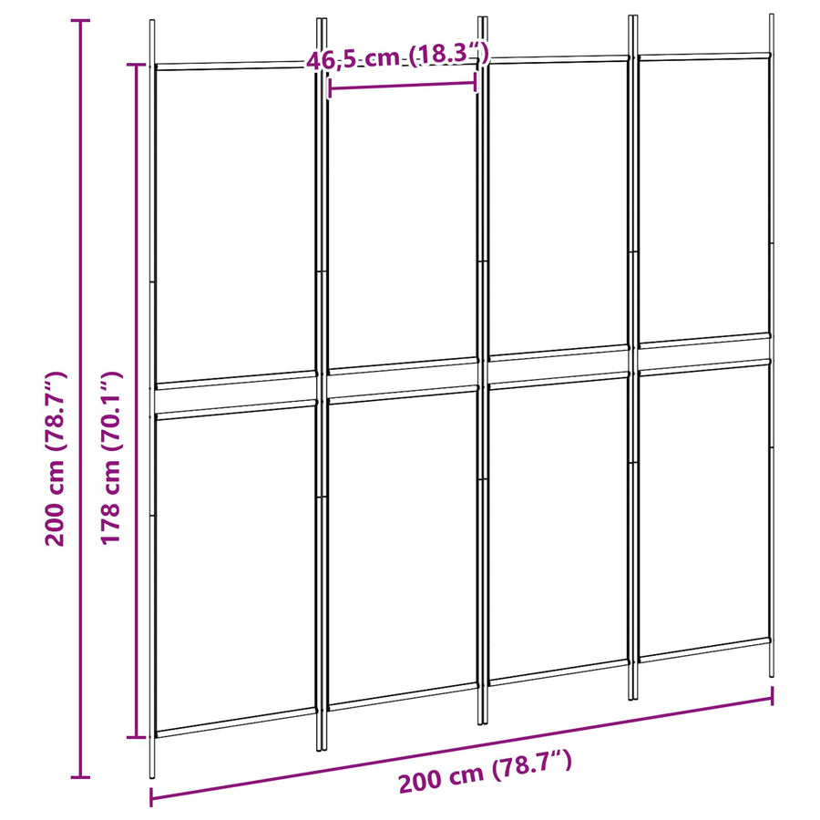 4-panelen kamerscherm Beige 200 x 200 cm Stof