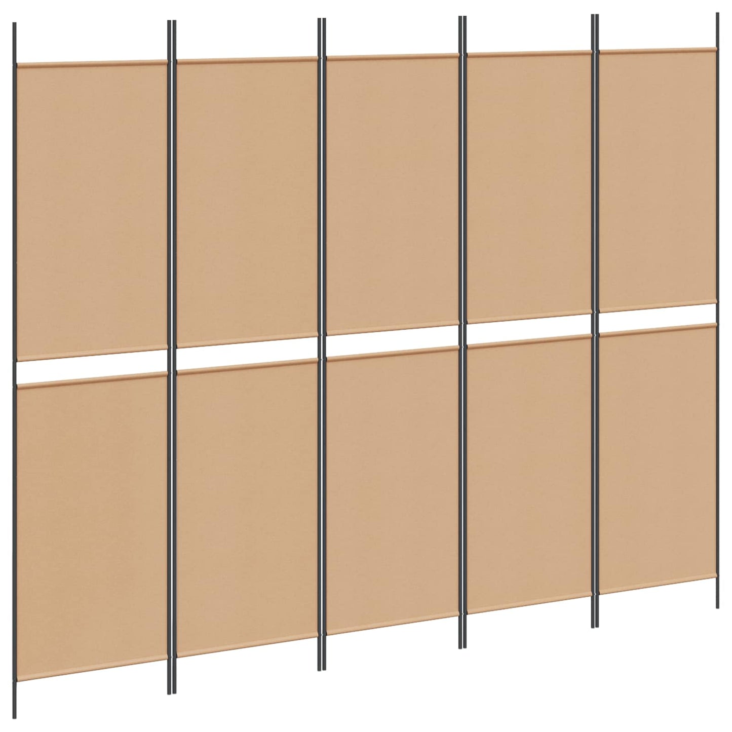 5-panelen kamerscherm Beige 250 x 200 cm Stof