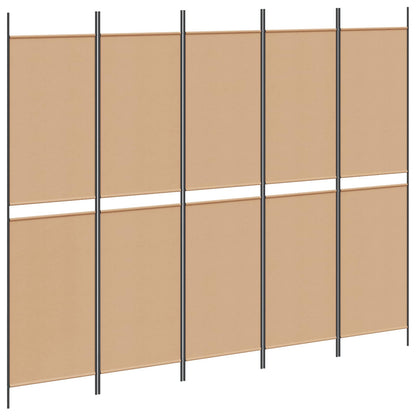 5-panelen kamerscherm Beige 250 x 200 cm Stof