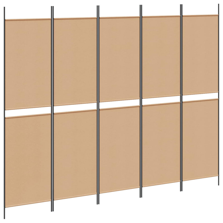 5-panelen kamerscherm Beige 250 x 200 cm Stof