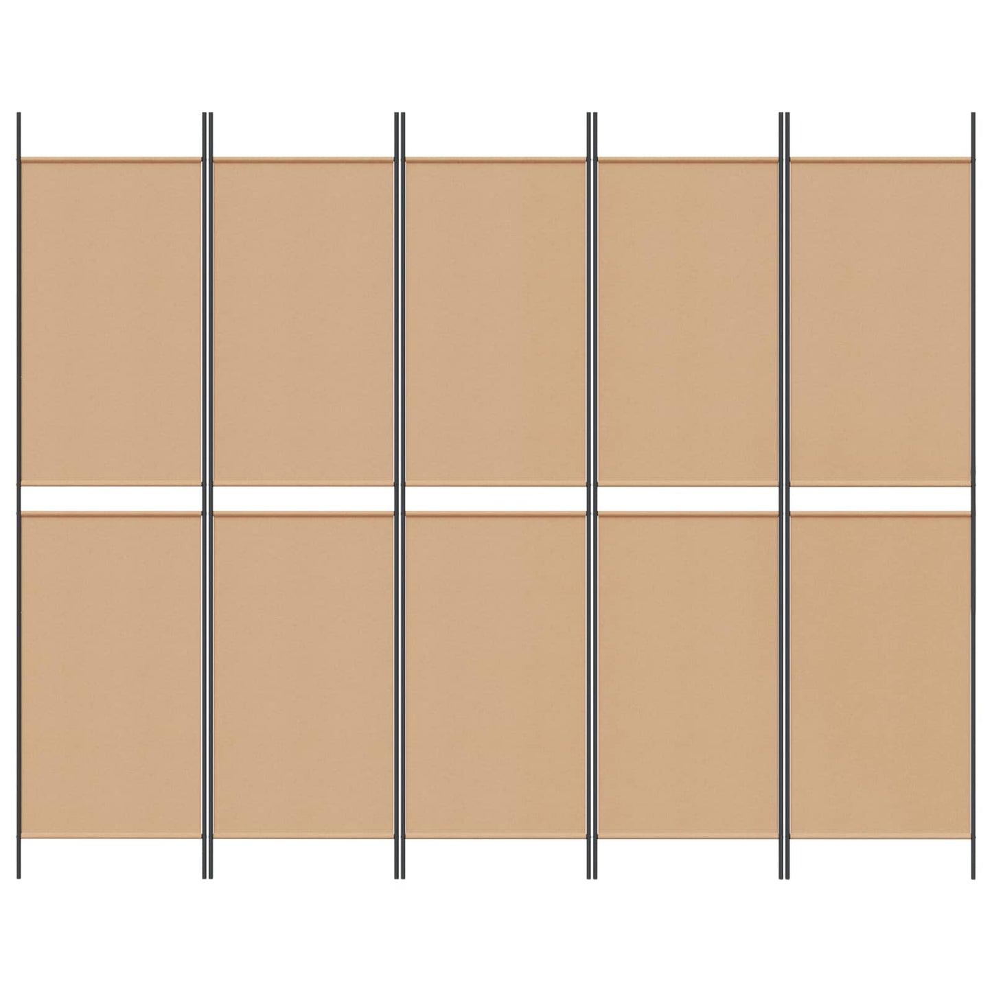 5-panelen kamerscherm Beige 250 x 200 cm Stof