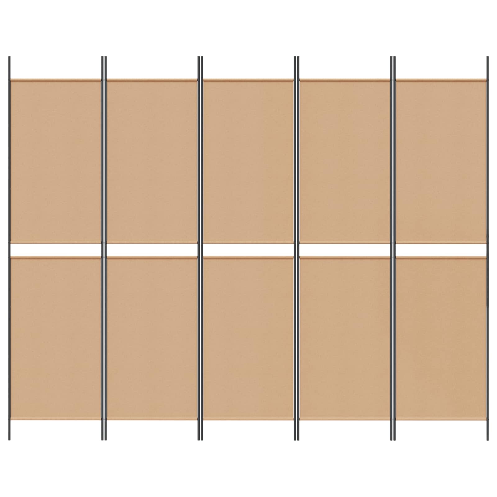 5-panelen kamerscherm Beige 250 x 200 cm Stof