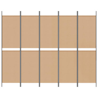 5-panelen kamerscherm Beige 250 x 200 cm Stof