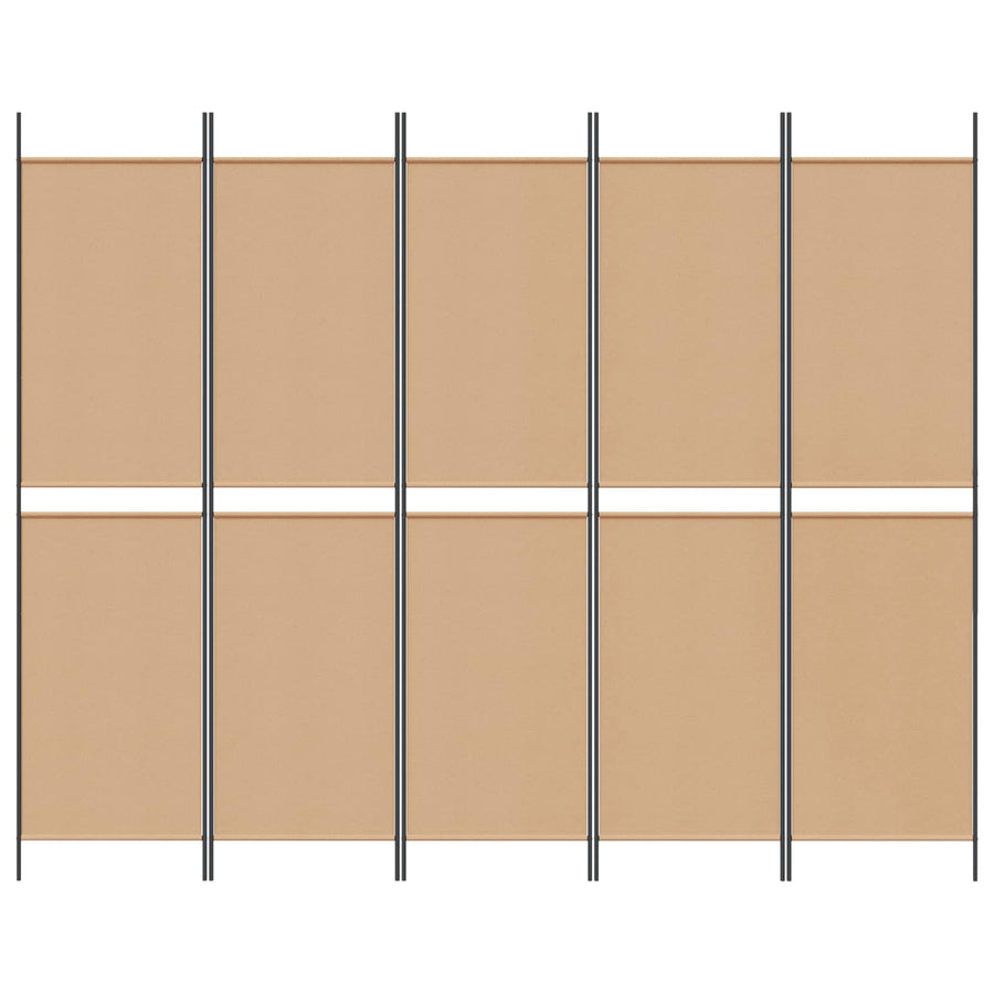5-panelen kamerscherm Beige 250 x 200 cm Stof