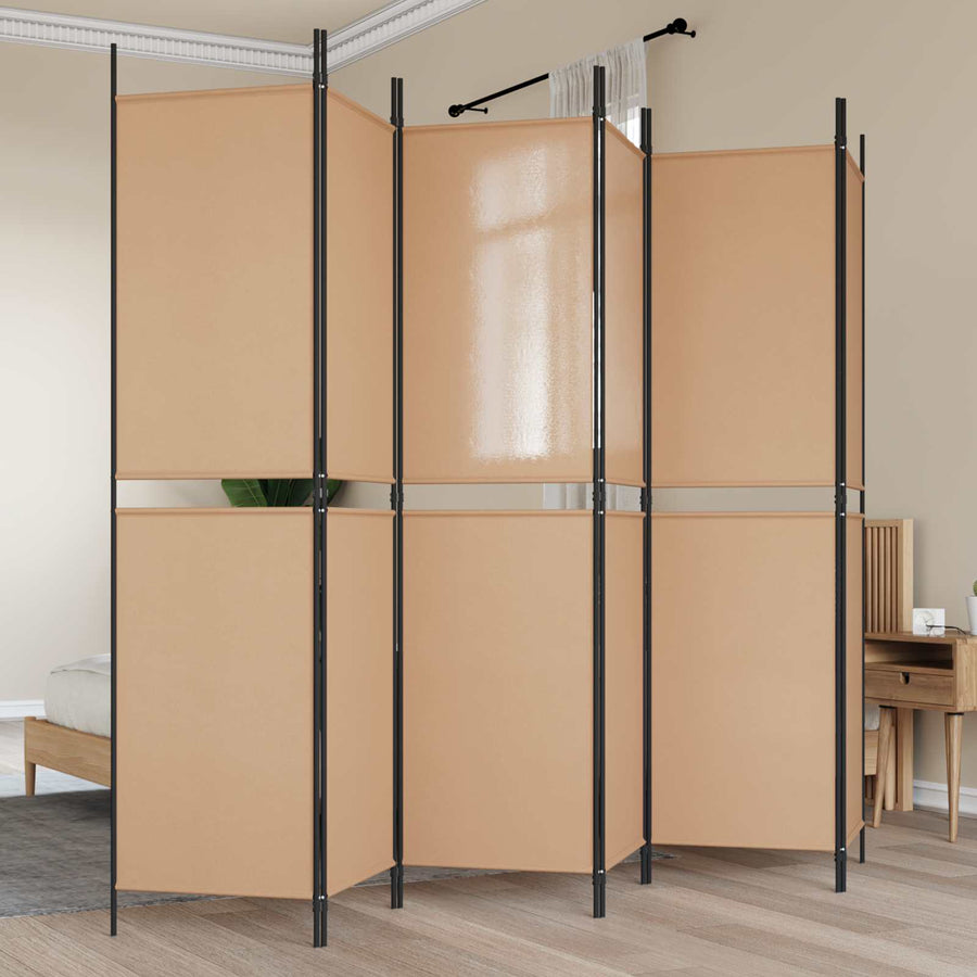 6-Panelen Kamerscherm Beige 300 x 200 cm Stof
