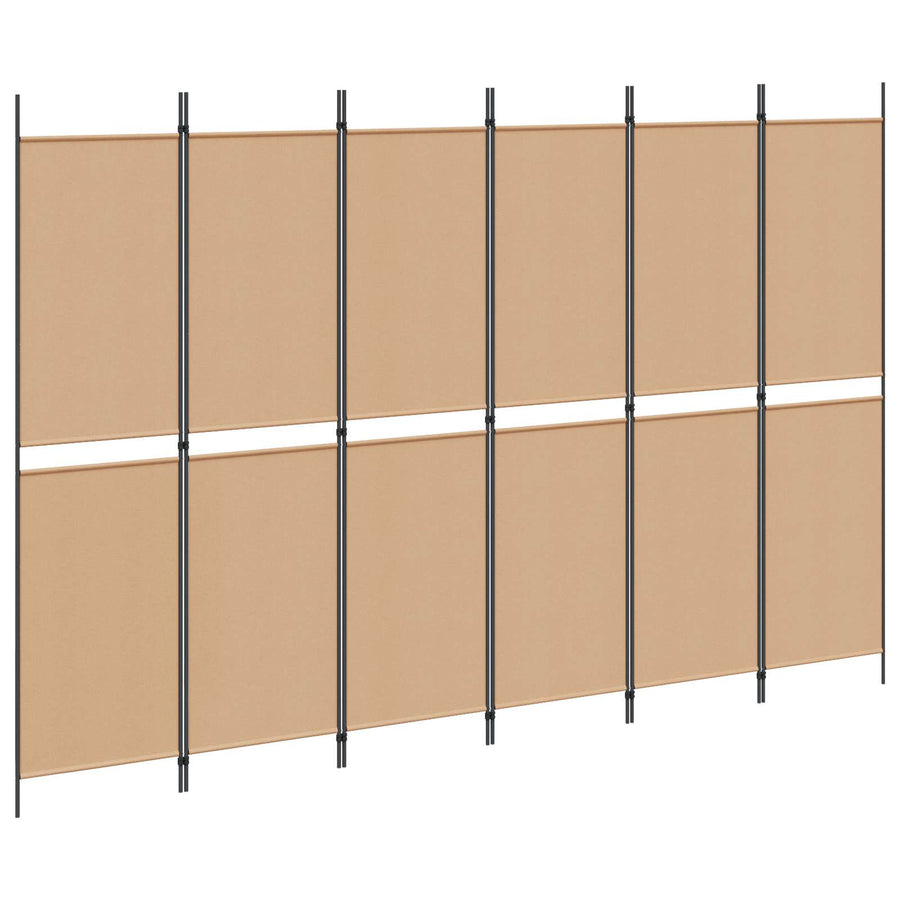 6-Panelen Kamerscherm Beige 300 x 200 cm Stof