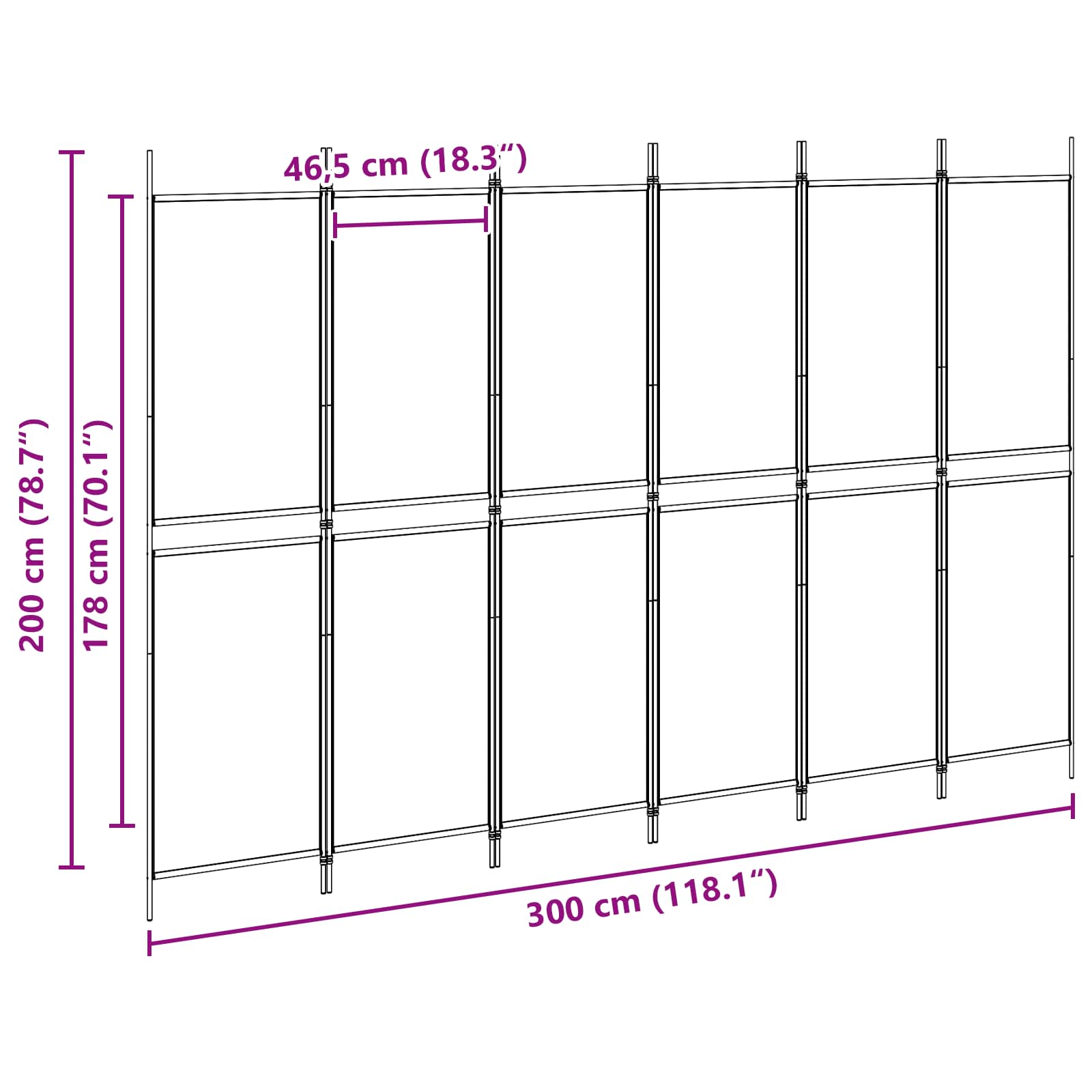 6-Panelen Kamerscherm Beige 300 x 200 cm Stof