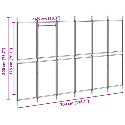 6-Panelen Kamerscherm Beige 300 x 200 cm Stof