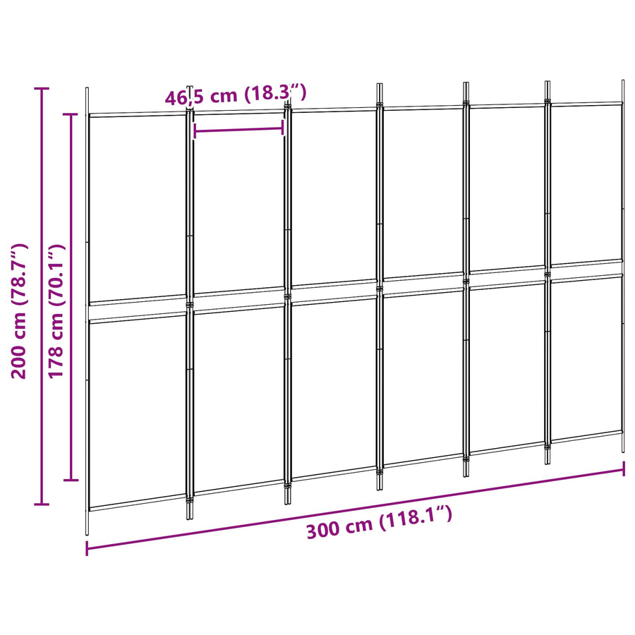 6-Panelen Kamerscherm Beige 300 x 200 cm Stof